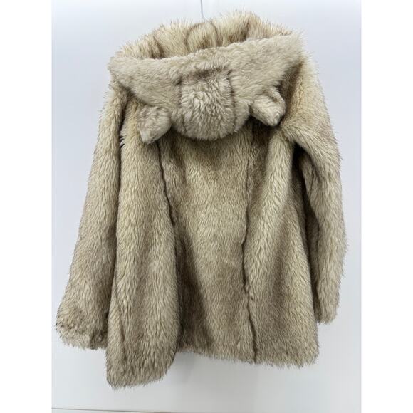 ASOS Cream Faux Fur Coat with Hood - Picture 4 of 6